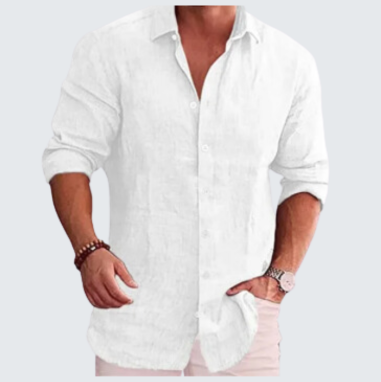 Camisa de lino y algodón manga larga - Imagen 3