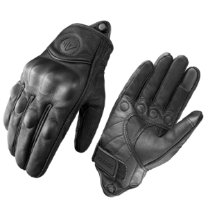 Guantes de cuero liso para motocicleta