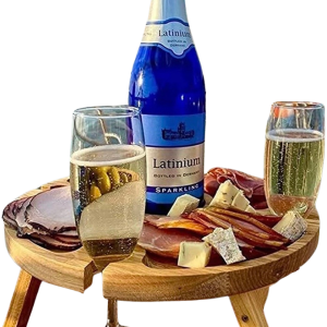 Bandeja plegable de madera para picnic y cóctel