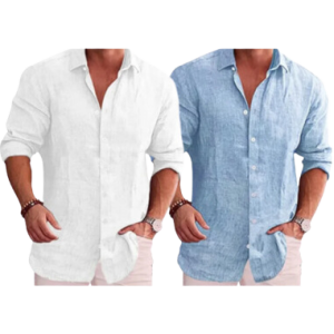 Camisa de lino y algodón manga larga
