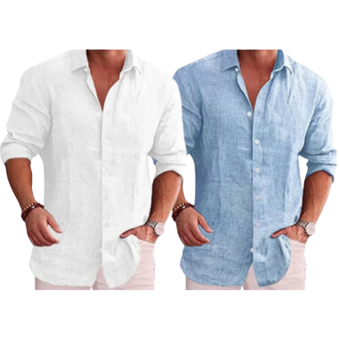 Camisa de lino y algodón manga larga